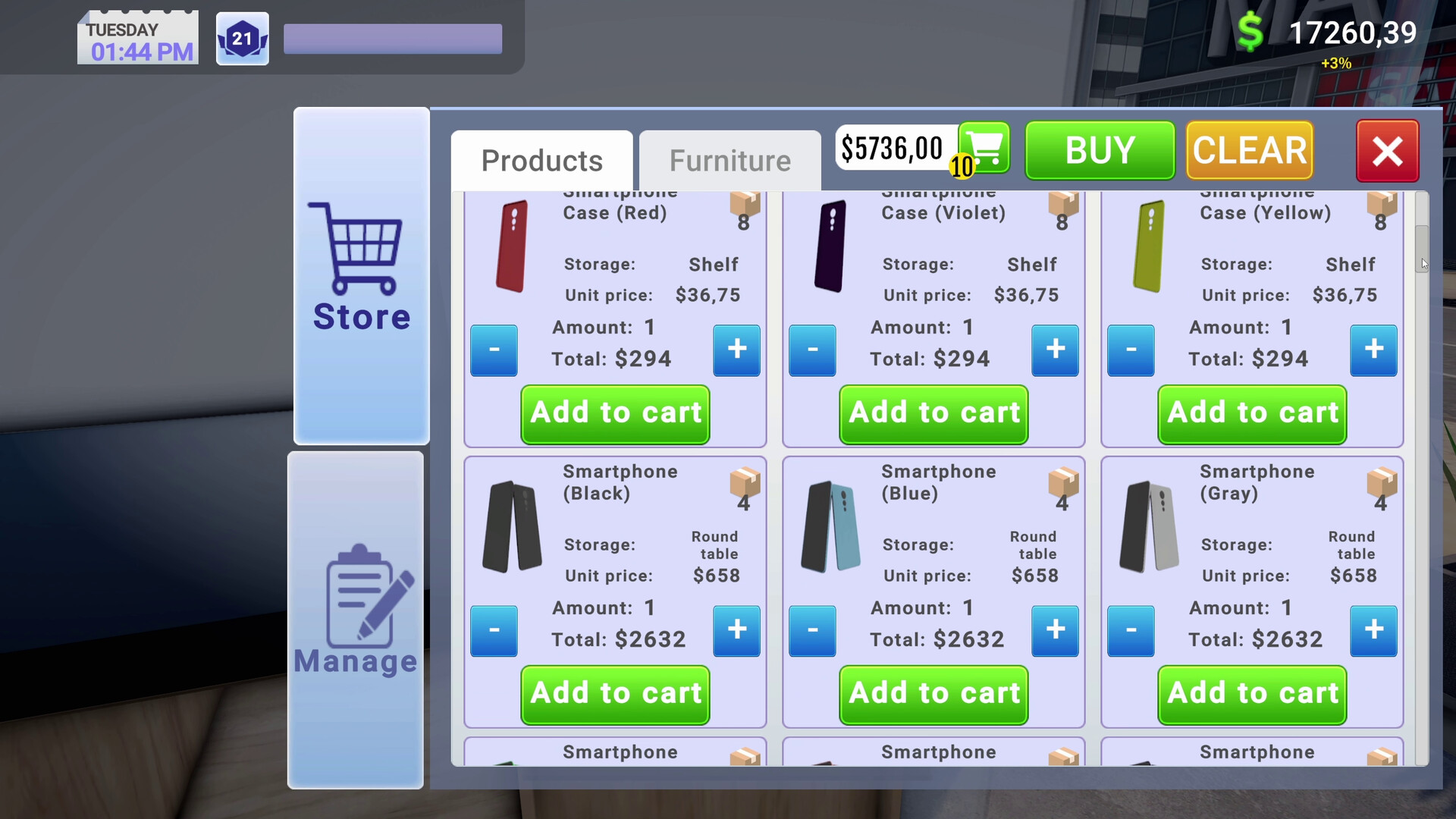电子商店模拟器/Electronics Store Simulator